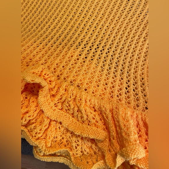 Yellow Knitted Mini Ruffled Hem dress - Picture 6 of 7